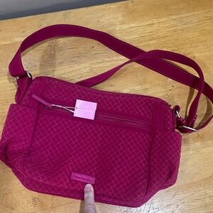 Vera Bradley Iconic On the Go Crossbody Bag Passion Pink Quilted Microfiber NEW